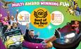 Awards and attractions at The Milky Way Adventure Park, including Tripadvisor Best of the Best 2024 and Devon Tourism Gold 2023-24