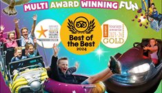 Awards and attractions at The Milky Way Adventure Park, including Tripadvisor Best of the Best 2024 and Devon Tourism Gold 2023-24