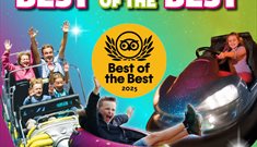 Awards and attractions at The Milky Way Adventure Park, including Tripadvisor Best of the Best 2024 and Devon Tourism Gold 2023-24